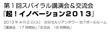 第１回スパイラル講演会＆交流会　『起！イノベーション２０１３』